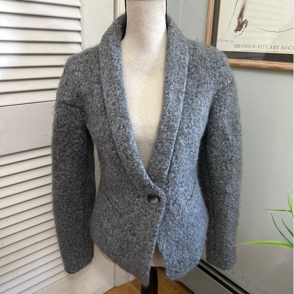 Giorgio Armani Jacket Womens 42 US 6 Gray Wool Mohair Knit Classic Quiet Luxury